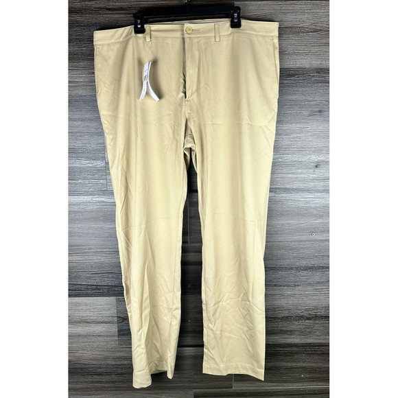 Lacoste Mens Chino Flat Front Golf Pants Straight Leg Beige Casual Size‎ 36X 32 - Picture 1 of 6